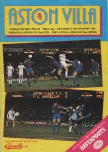 Aston Villa Barcelona Super Cup 1983 supercoveravfc