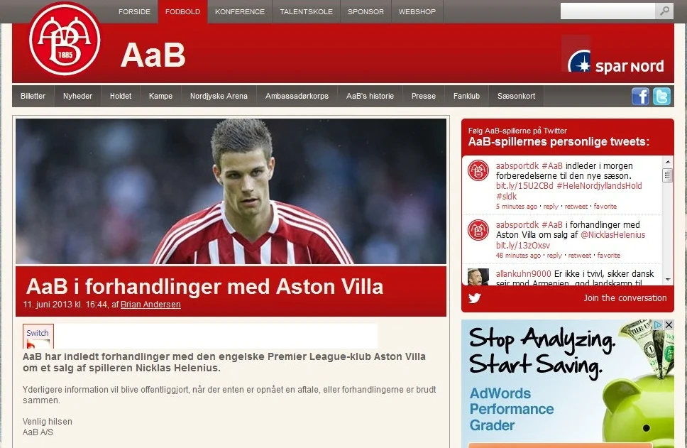 Confirmed: Aston Villa in Talks Danish Striker Nicklas Helenius