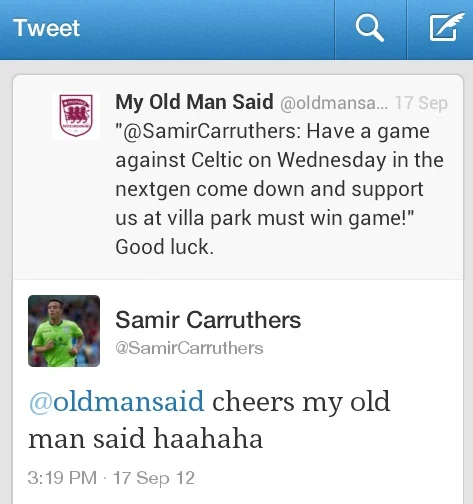Samir Carruthers Tweet mobile villa