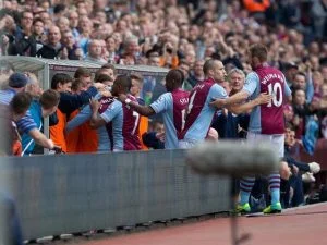 villa players celebrate