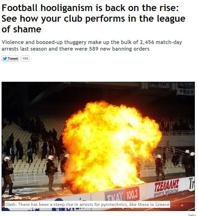 Daily mirror HOOLIGANISM scaremongering Daily mirror HOOLIGANISM scaremongering
