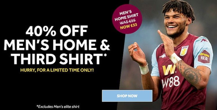 40% off Aston Villa shirts