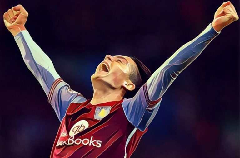 Jack Grealish celebrates Aston Villa goal