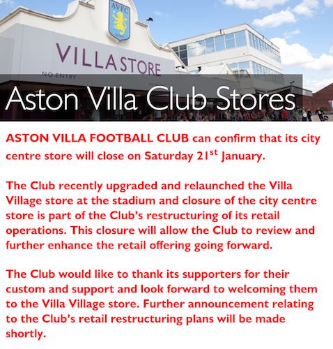 villa shop closed
