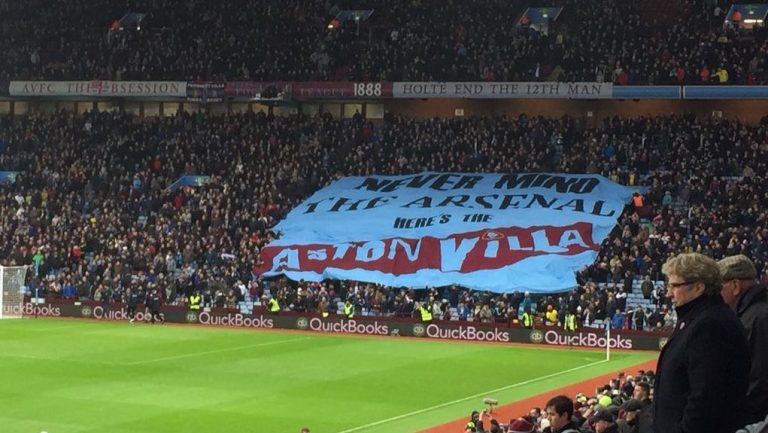 never mind the arsenal here's the aston villa surfer flag on holte end